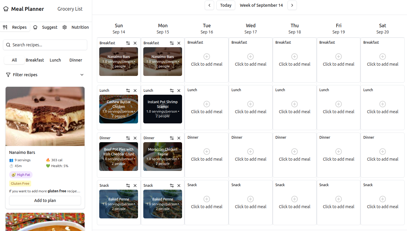 Plan your week in minutes, not hours