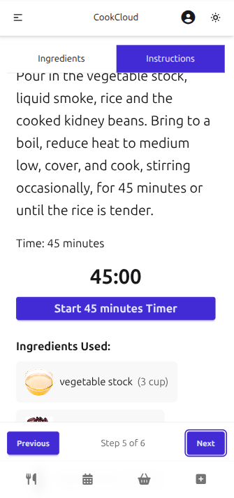 Cook step-by-step with built-in guidance