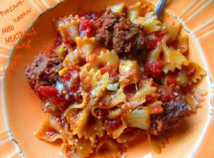 Pressure-cooker mini meatballs with farfalle